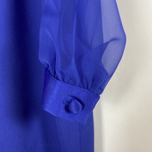 Vintage Ursula of Switzerland Layered Long Sleeve Satin Trim Evening Dress - Picture 6 of 16